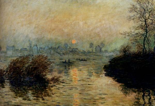 Monet Sun Setting Over The Seine At Lavacourt Winter Effect